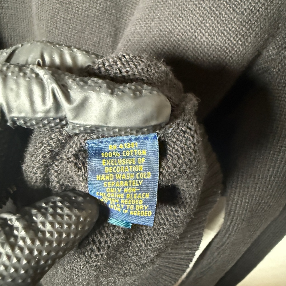 Polo Ralph Lauren Qtr Zip Sweater M Black Cotton Mock Neck Pullover Purple Pony - Picture 5 of 6